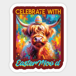 Easter Highland Cow Sticker